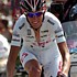 Andy Schleck dans le maillot blanc de meilleur jeune pendant la 13ème étape du Giro d'Italia 2007